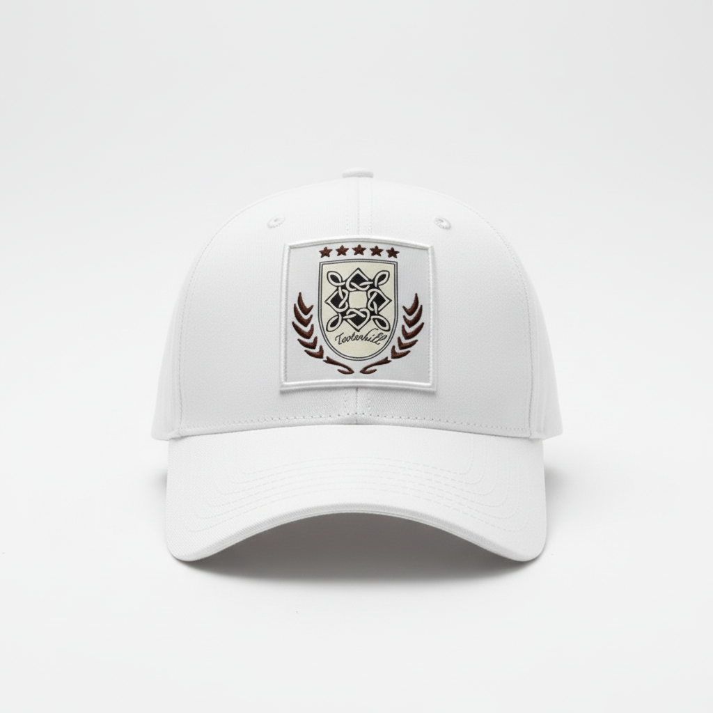 White Cap with Tootenhill Crest - Professional Front View